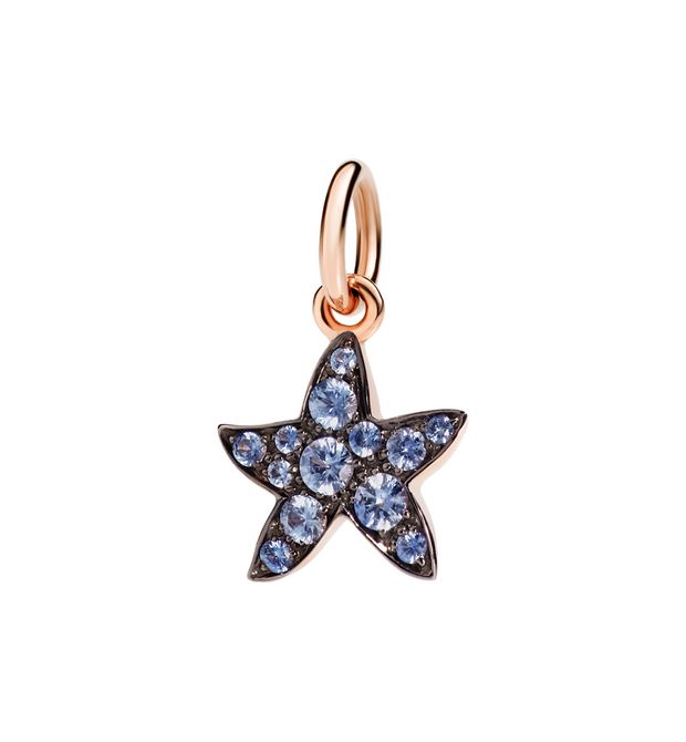  Dodo Star Charm in 9kt Rose Gold and Blue Sapphires