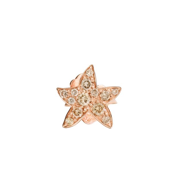  Dodo Star Earring in 9kt Rose Gold with Brown Diamonds