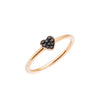  Dodo Heart Ring in 9kt Rose Gold with Black Diamonds