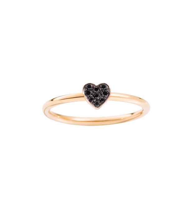 Dodo Anello Cuore Oro Rosa 9kt Diamanti Black