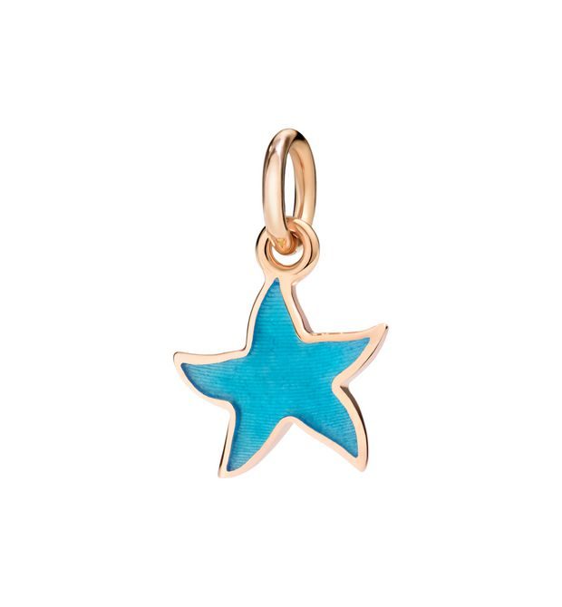  Dodo Star Charm in 9kt Rose Gold and Turquoise Enamel