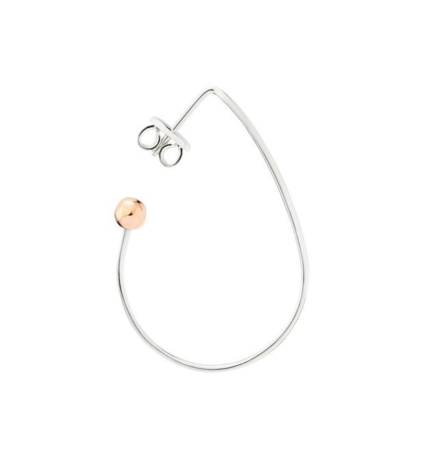 Dodo Oval Earring in Silver and 9kt Rose Gold