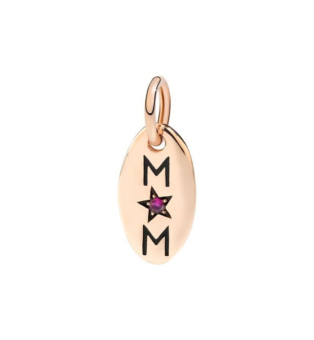 Dodo Charm MOM 9kt Rose Gold and Rubies