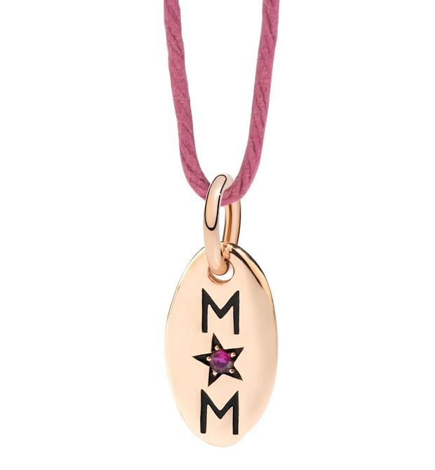 Dodo Charm MOM 9kt Rose Gold and Rubies