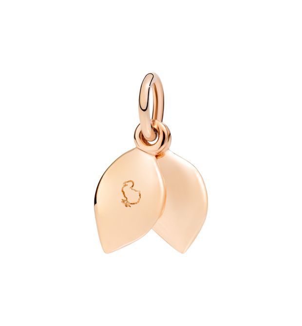 Dodo Charm 9kt Rose Gold Leaf and Enamel