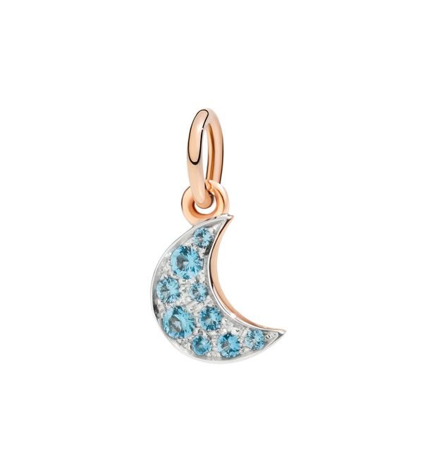  Dodo Moon Charm Rose Gold 9kt Blue Topaz