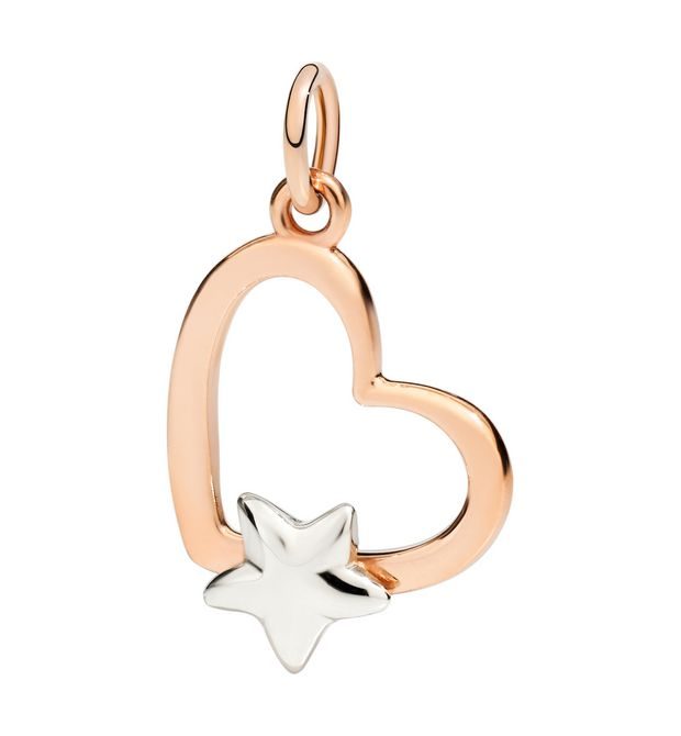  Dodo Charm Silhouette Heart with Star 9kt Rose Gold