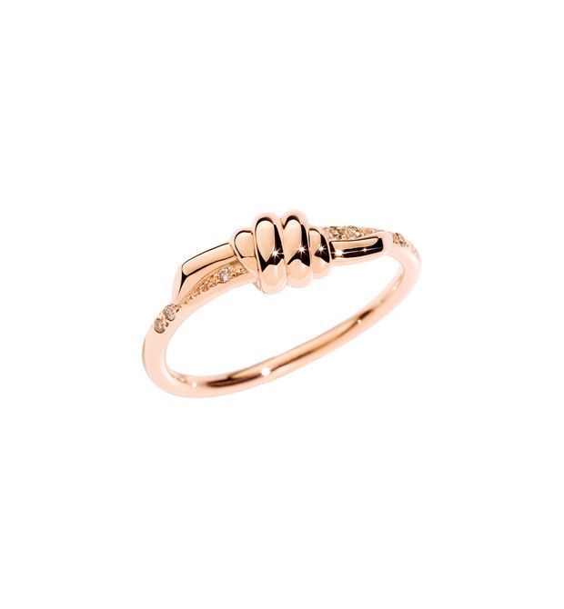 Dodo Knot Ring in 9kt Rose Gold and Brown Diamonds