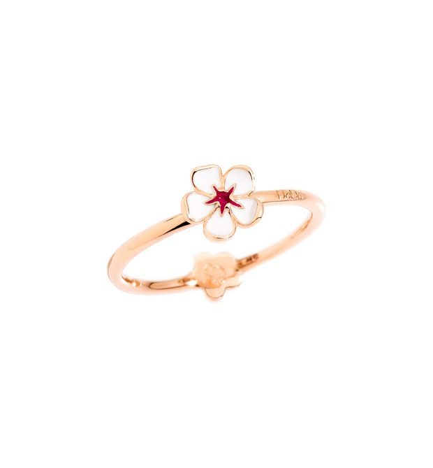 Dodo Cherry Blossom Ring 9kt Rose Gold White Enamel