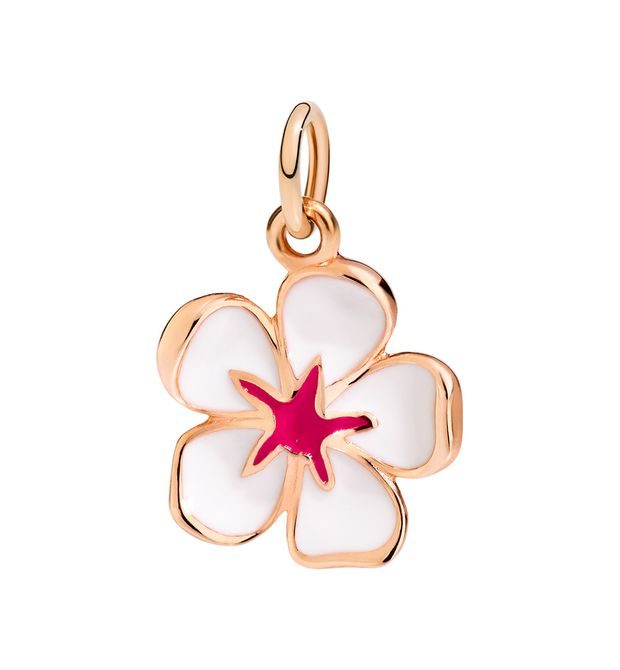 Dodo Charm Fiore Di Ciliegio Oro Rosa 9kt e Smalto Bianco