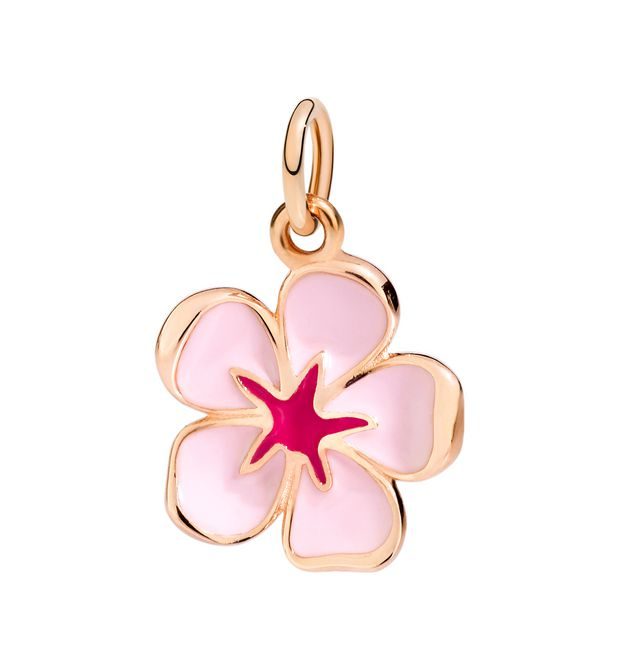  Dodo Cherry Blossom Charm in 9kt Rose Gold and Pink Enamel