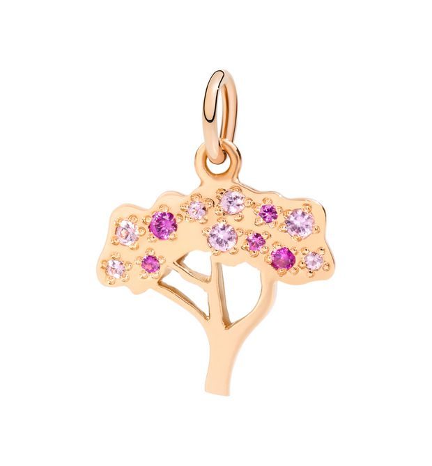  Dodo Tree Charm in 9kt Rose Gold and Sapphires