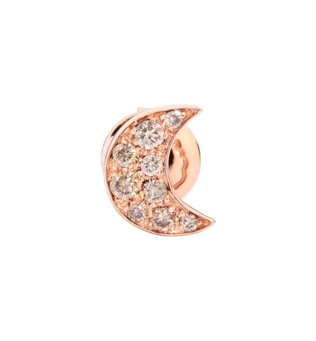 Dodo Orecchino Luna Oro Rosa 9kt e Diamanti Brown