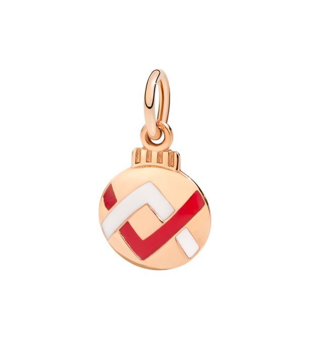  Dodo Christmas Bauble Charm in 9kt Rose Gold and Red Enamel