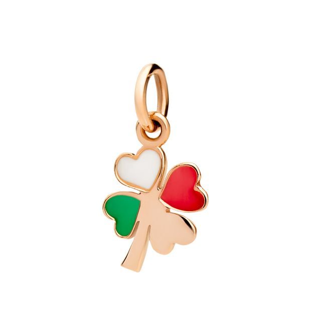 Dodo Italian Pride Charm Quadrifoglio Oro Rosa 9kt e Smalto