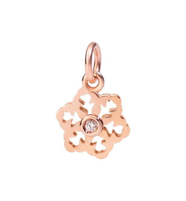 Dodo Charm Fiocco Di Neve Oro Rosa 9kt e Diamante Brown