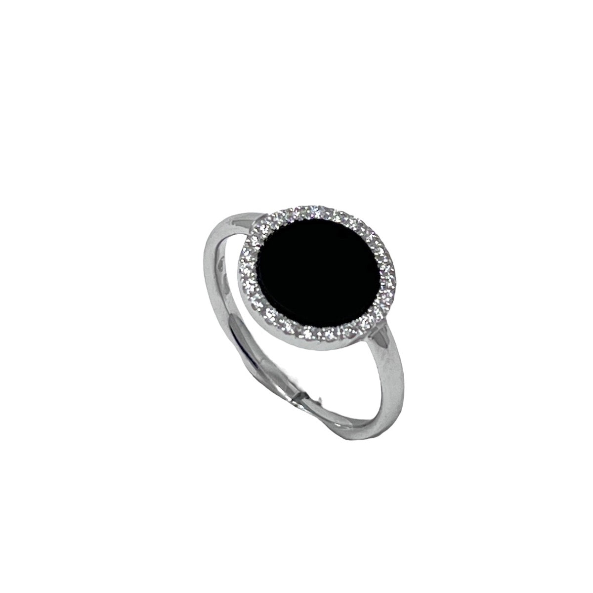 Antelope Ring in White Gold Onyx and Diamonds