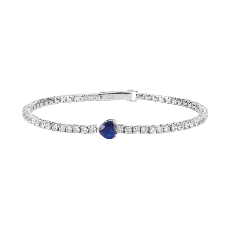  Maiocchi Silver Tennis Bracelet Zircons and Blue Heart Silver