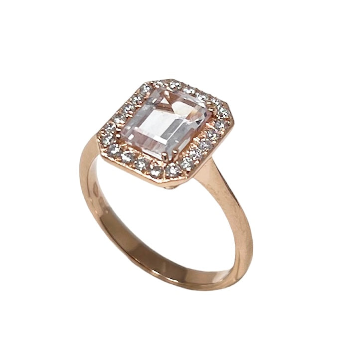  Polello Ring in Rose Gold with Diamonds and Morganite