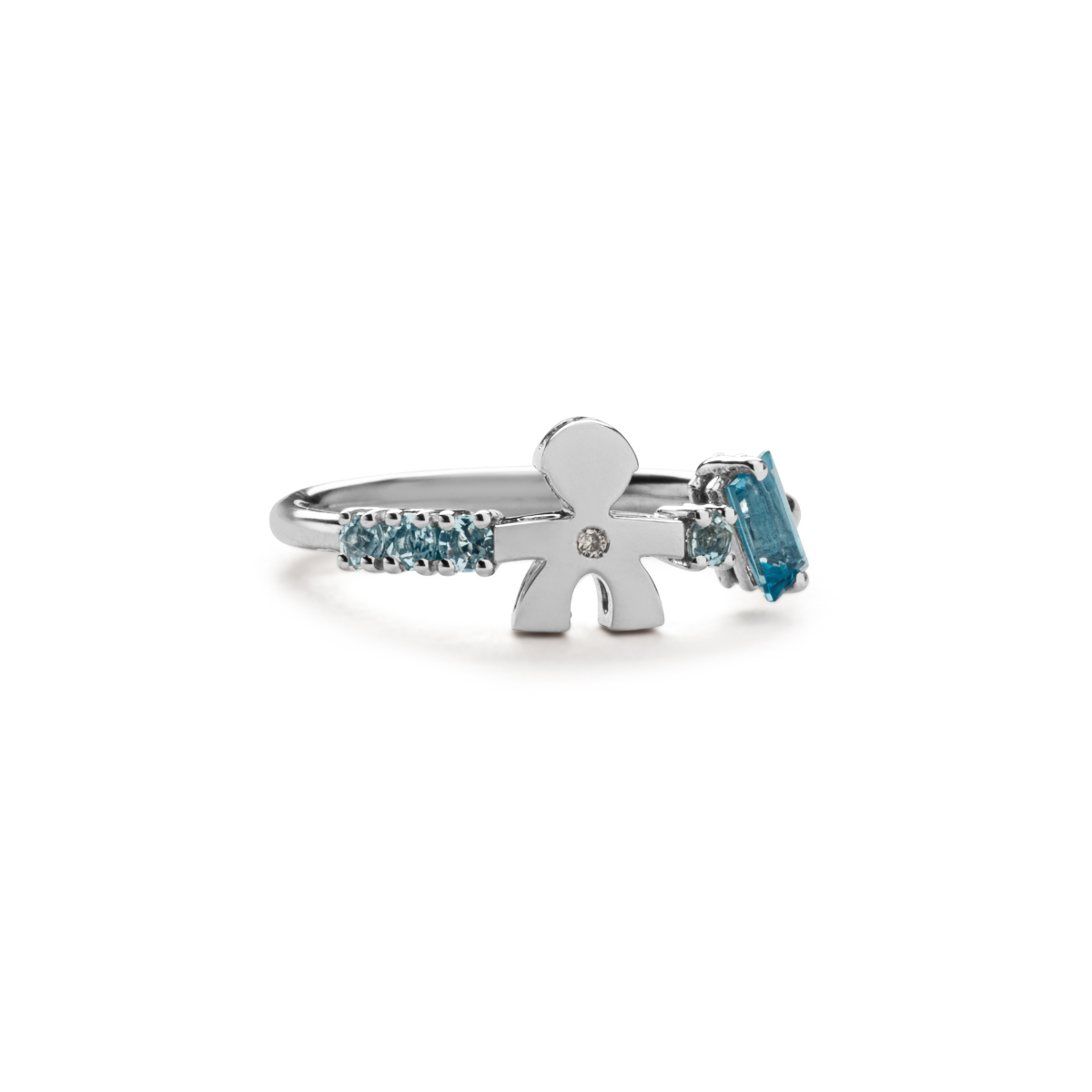  Le Bebè Les Bonbons Girl's Ring in White Gold Topaz, Aquamarines and Diamond LBB850