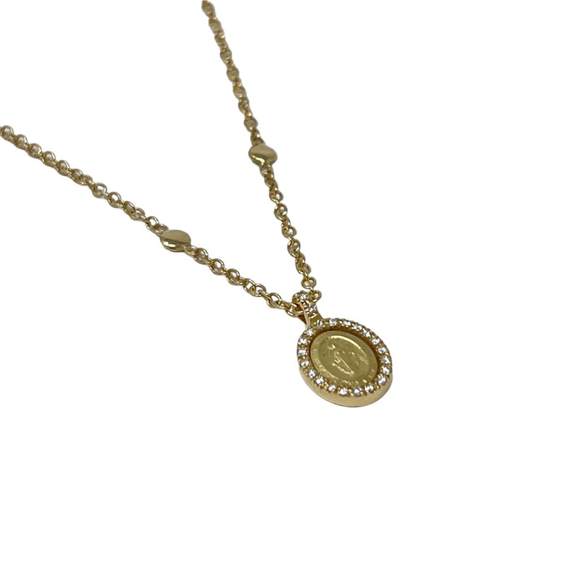  Antelope Miraculous Madonna Necklace in Yellow Gold and Diamonds