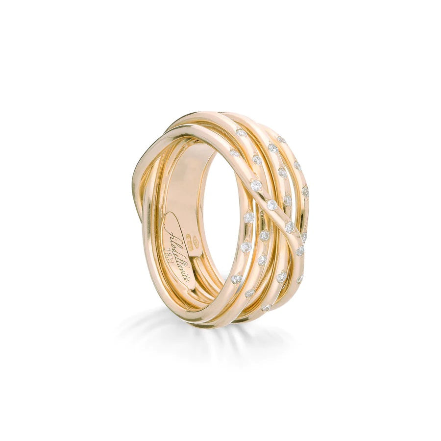  FILODELLA VITA LEDA, 7 STRANDS IN 18KT YELLOW GOLD AND WHITE DIAMONDS