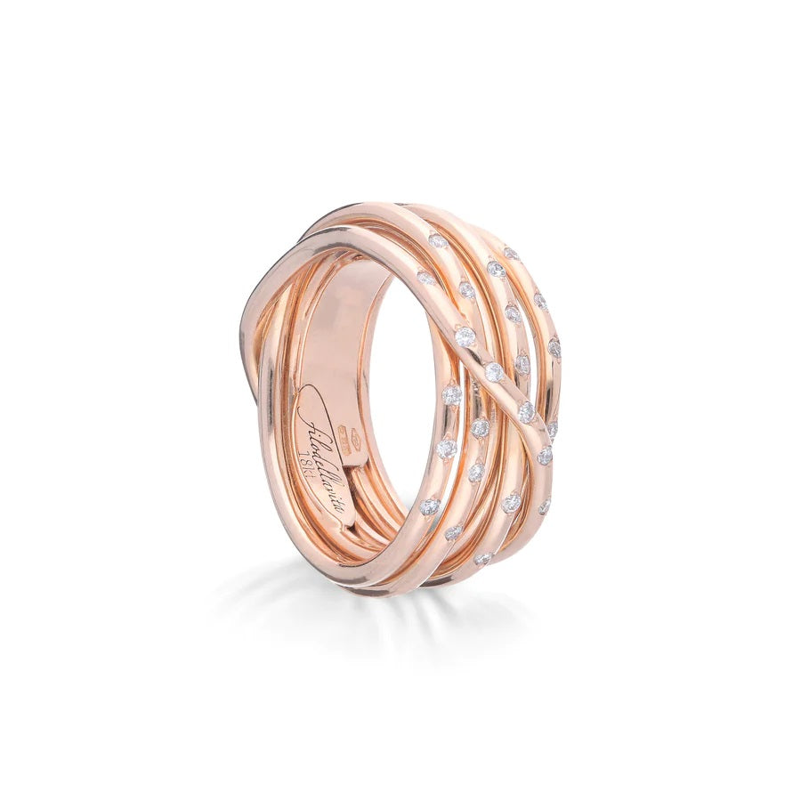  LEDA WAIST THREAD, 7 STRANDS IN 18KT ROSE GOLD AND WHITE DIAMONDS