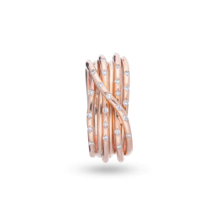 FILODELLAVITA LEDA, 7 FILI IN ORO ROSA 18KT E DIAMANTI BIANCHI