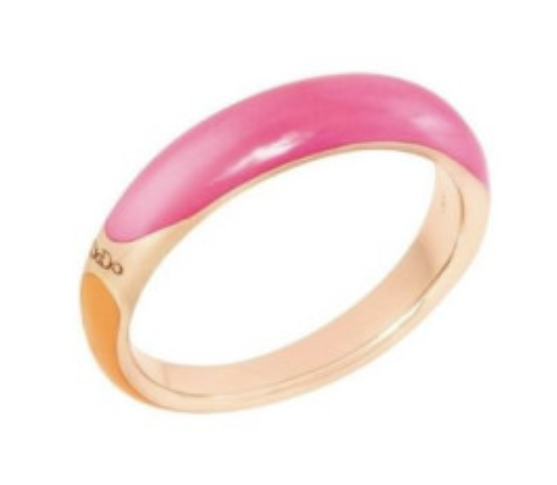  Dodo Rondelle Ring Gold Plated Silver 18kt Rose Gold and pink orange enamel