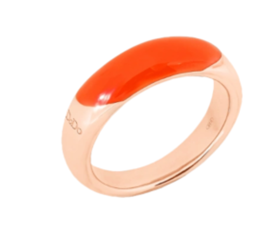 Dodo Anello Rondelle Argento Dorato Oro Rosa 18kt e smalto rosso