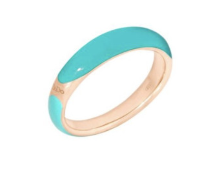  Dodo Rondelle Ring Gold Plated Silver 18kt Rose Gold and Turquoise Enamel