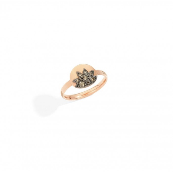 Dodo Anello Moon and Sun oro rosa e diamanti brown