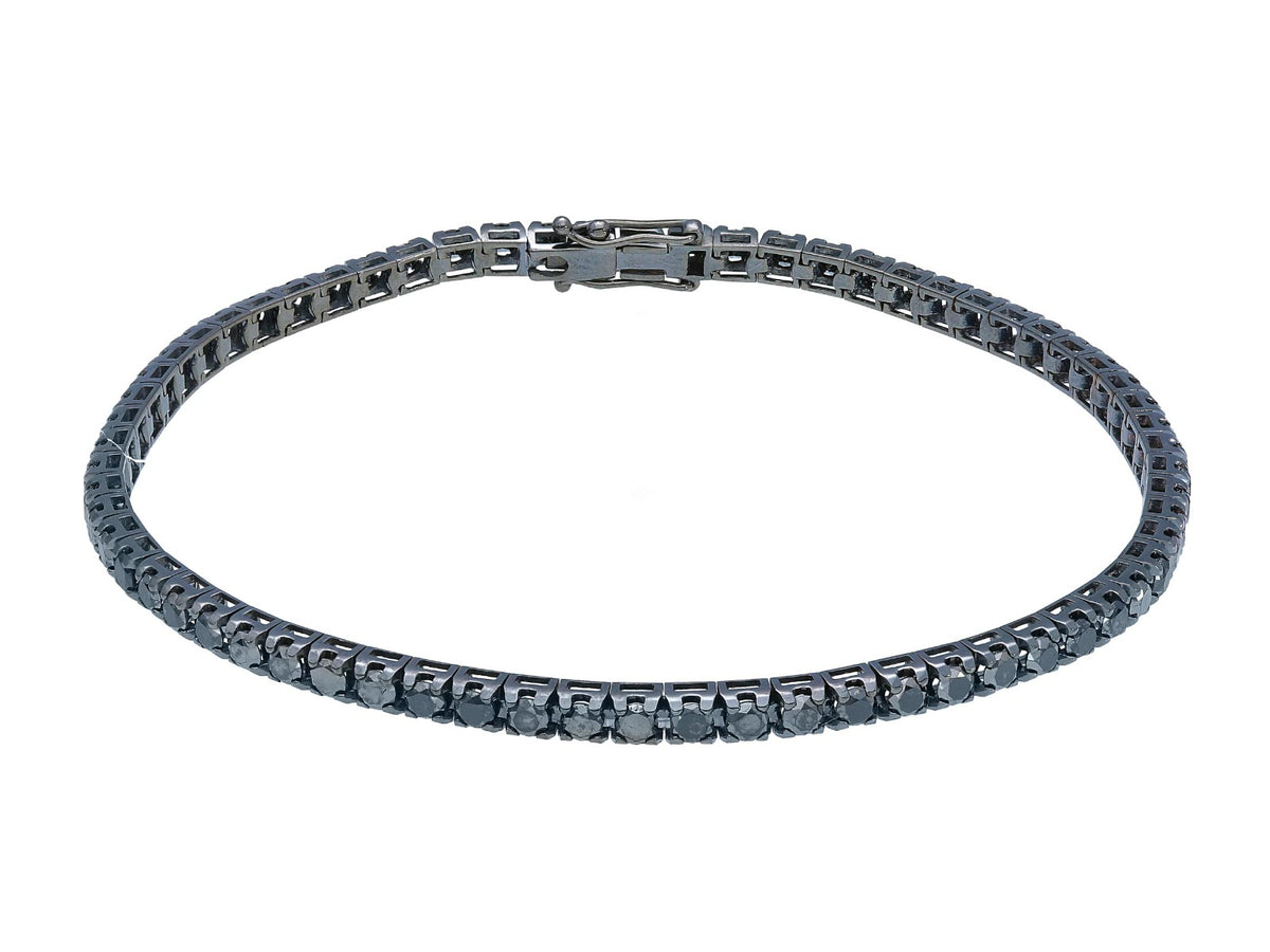 Maiocchi Milano Bracciale Tennis Oro Bianco 18kt e Diamanti Black ct 4,60