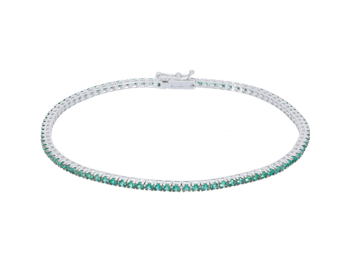 Maiocchi Milano Tennis Bracelet in White Gold and Emeralds ct. 1.40