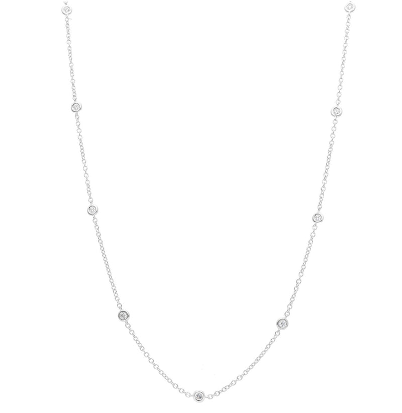  White Gold Necklace with Interspersed Diamonds 0.32 ct