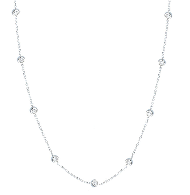  White Gold Necklace with Interspersed Diamonds 1.02 ct G