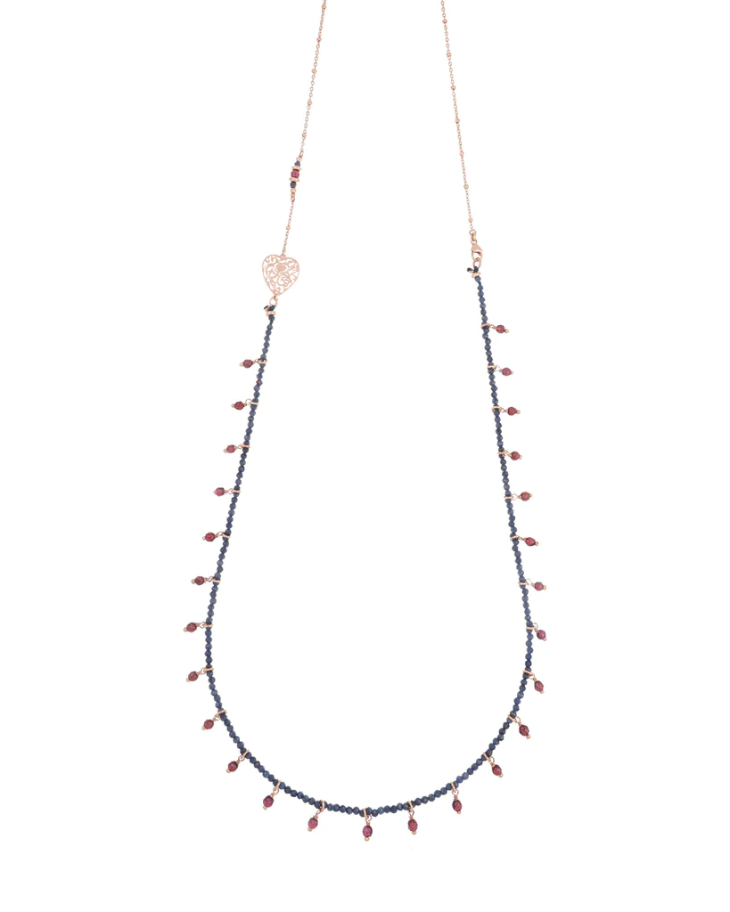  Maman Et Sophie Long Sapphire and Garnet Necklace CLISF2ZAGR