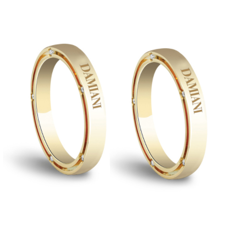  Damiani D.Side Wedding Rings in Yellow Gold with 5 Diamonds 3.3 mm
