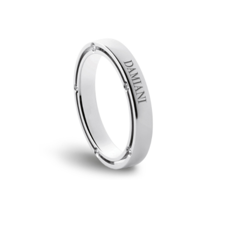  Damiani D.Side Wedding Rings in White Gold with 5 Diamonds 3.3 mm