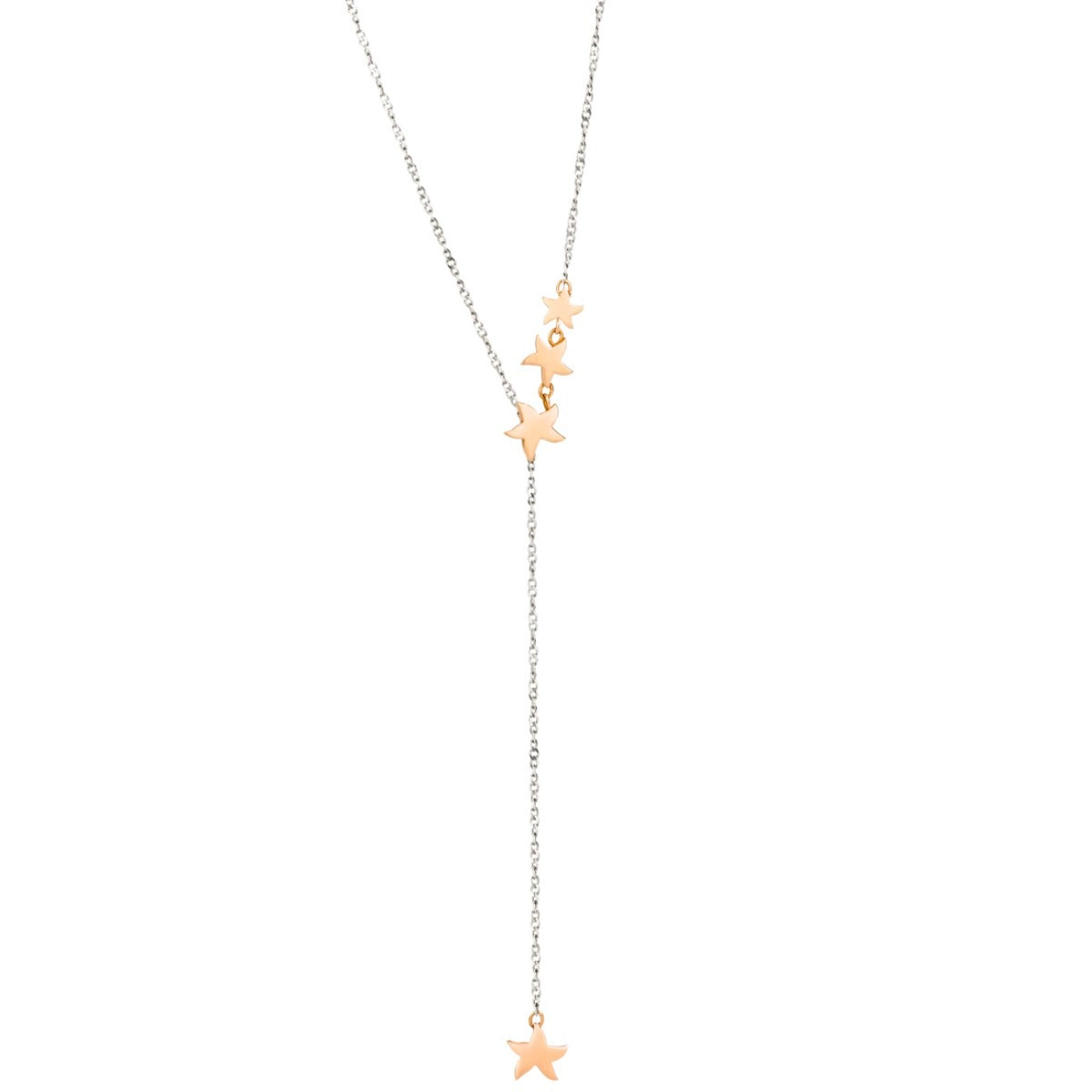 Dodo Collana Lariat Stellina Oro Rosa 9kt e Argento