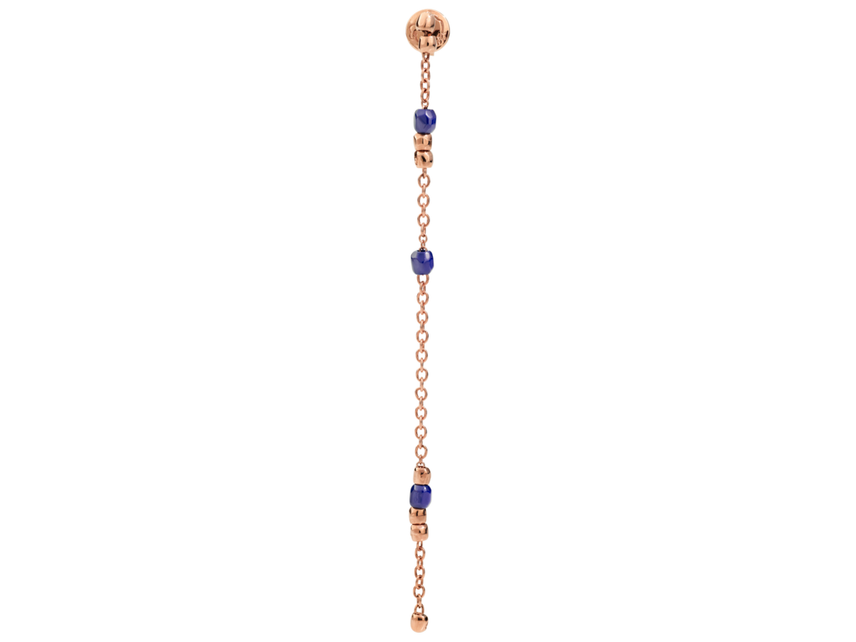 Dodo Orecchino Pendente Mini Granelli Oro Rosa e Ceramica Blu