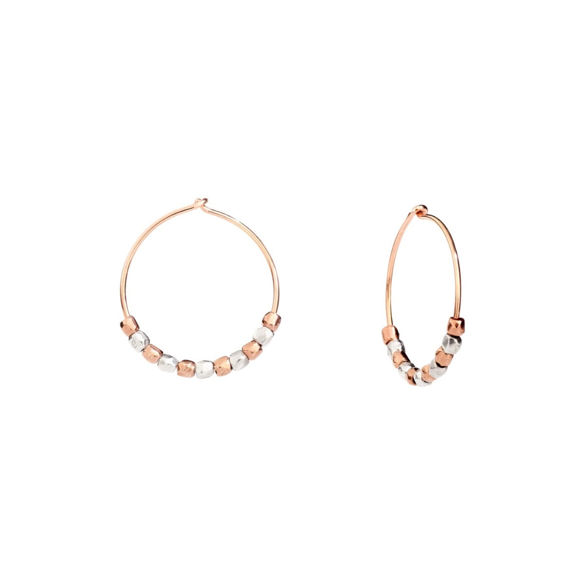 Dodo Orecchini Hoop Mini Granelli Argento e Oro Rosa