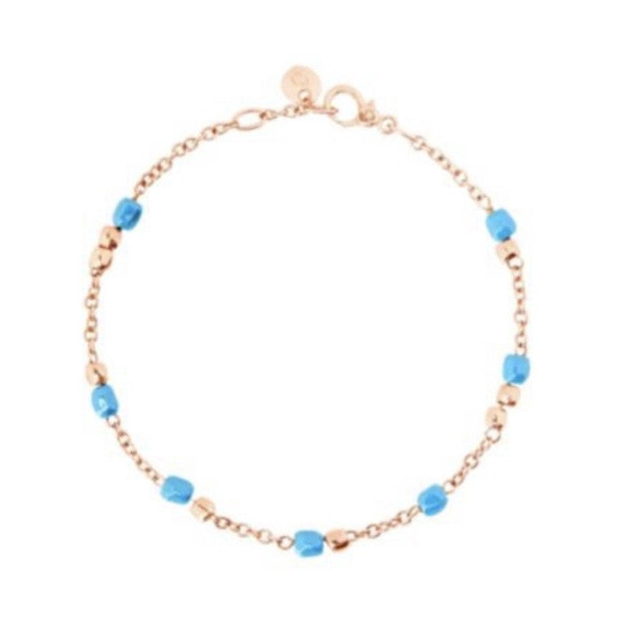 Dodo Bracelet Mini granules Rose Gold and Turquoise Ceramic
