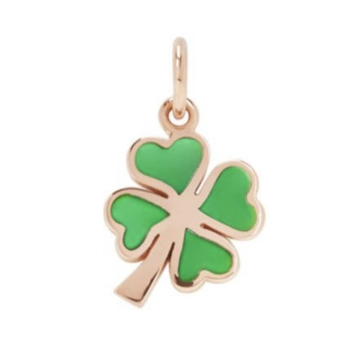 Dodo Ciondolo Quadrifoglio Oro Rosa con Smalto Cattedrale Verde
