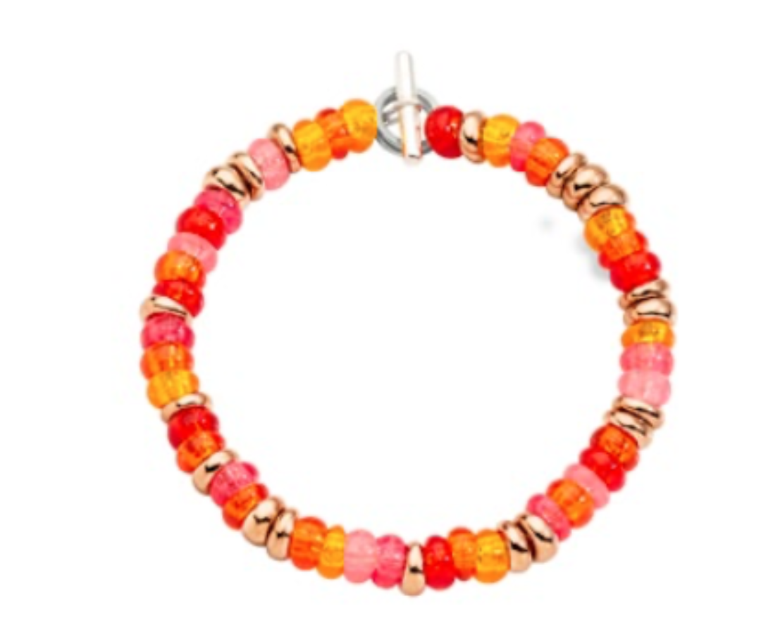 Dodo Bracciale rondelle arancio e argento dorato