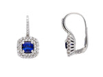  Earrings in 18kt White Gold with Zircons and Blue Crystal
