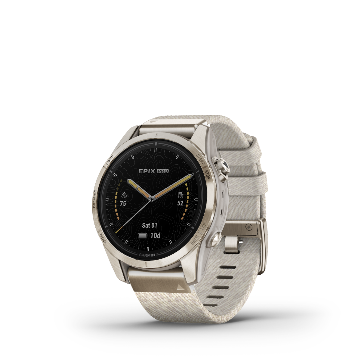 Garmin Epix Pro Sapphire Edition 42 MM Soft Gold con Cinturino in nylon Cream Heathered