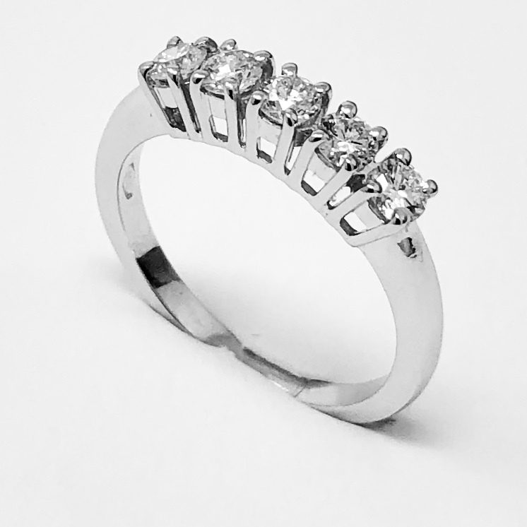 anello fedina con diamanti ct 0,75 G VVS