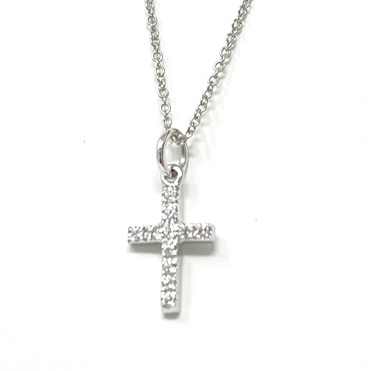 Antelope Cross Necklace in White Gold and Diamonds