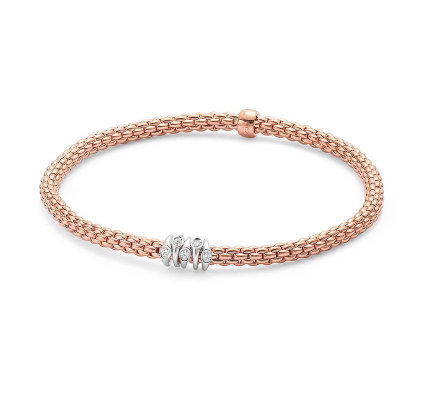 Fope Bracciale FLEX IT Prima Oro Rosa e Diamanti 746B/BBR